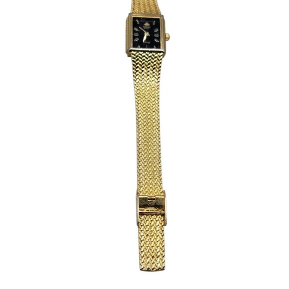 Seiko Galaxy Ladies Tank Watch VTG 1992 Gold Plated Black Dial 20mm 6" Mesh Band - Picture 10 of 16